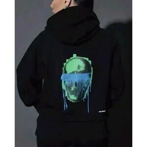 Unlabeled by Anna Petrosian Skull Drip Hoodie Womens S Black Relaxed Rock Sz 3xl